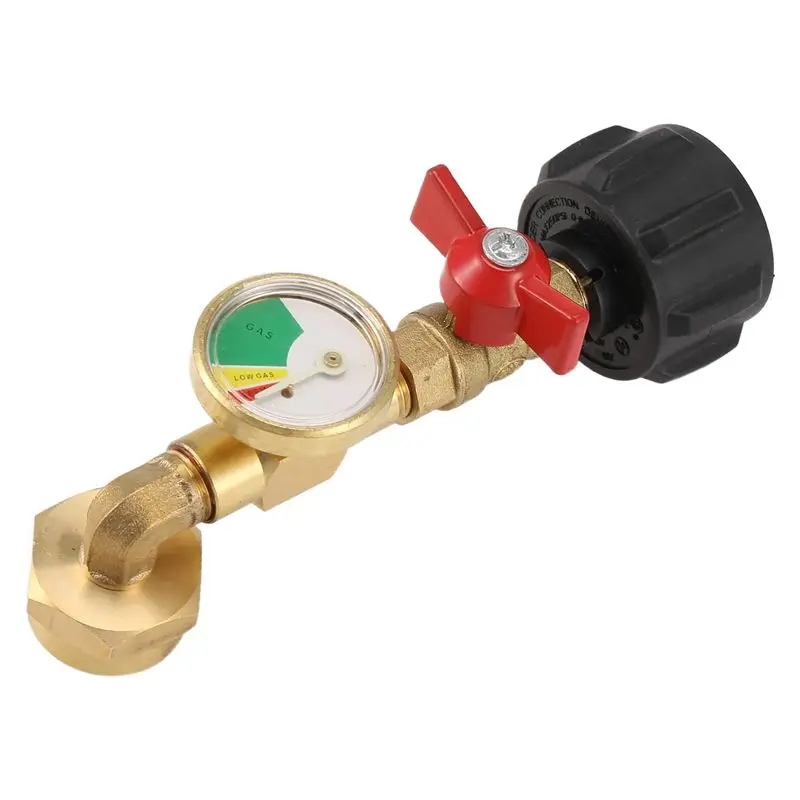 Y50A-Propane Adapter 1Lb To 20Lb, QCC1 Propane Refill Elbow Adapter With Gauge And ON-Off Control Valve For 1LB Propane Tank