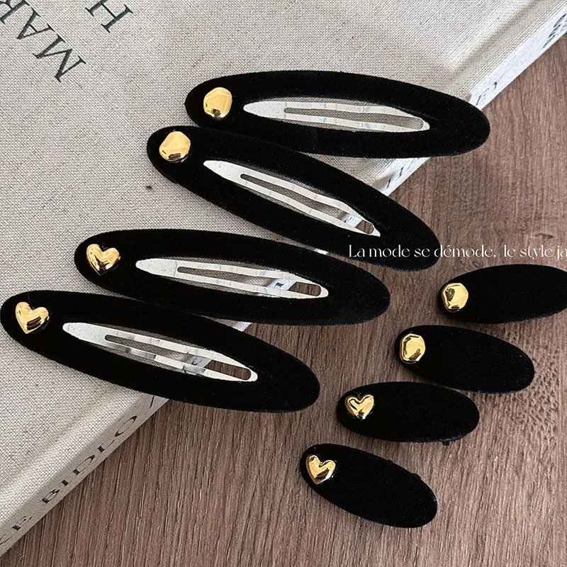 

New Hair Clip Velvet Oval Geometric Cute Golden Color Buckle Barrettes Sweet Side Pin Hairpin Korean Hair Accessories for Women