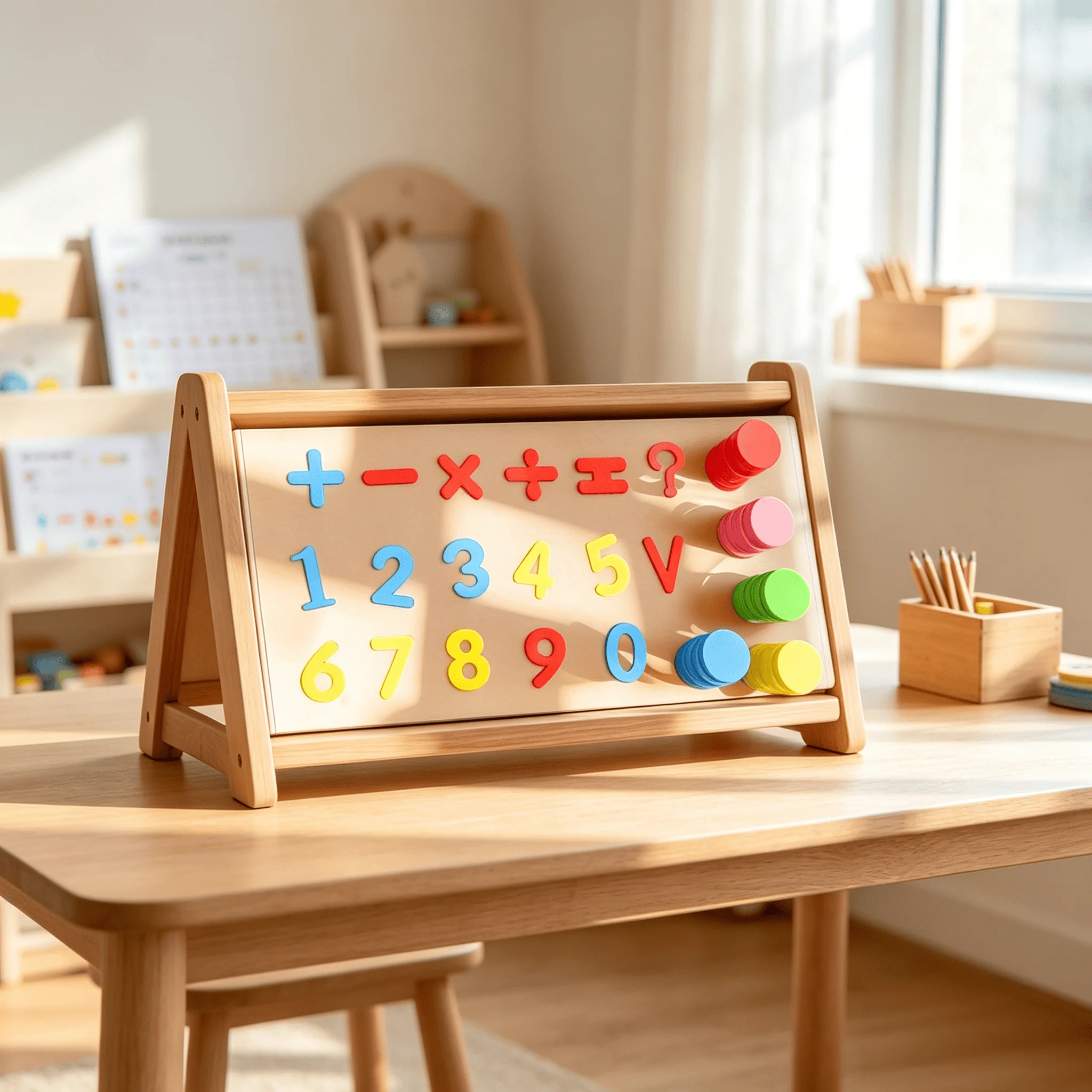 Montessori Wooden Arithmetic Counting Toys Circular Math Enlightenment Basic Operations Symbols Educational Toy for Ages 3+