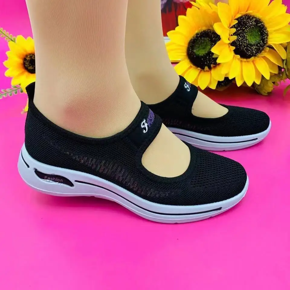 Comfortable Mom Sneakers Soft Sole Breathable Women Summer Casual Shoes Female Mesh Travel Flat Sports Shoes Light Elderly Shoe