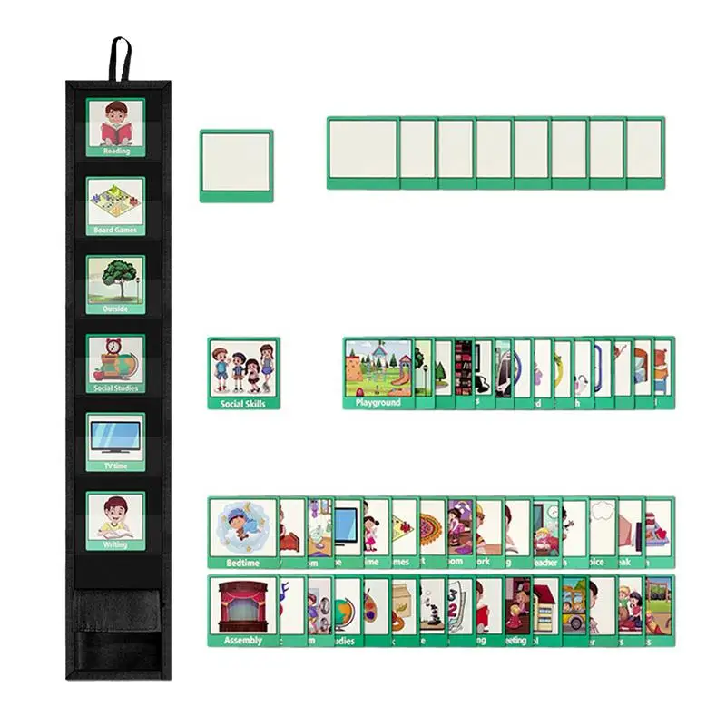 Visual Schedule Chart Mini Travel Schedule Pocket Chart Bedtime Routine Chart  Pocket Chart with 45 Activity & 9 Blank Cards