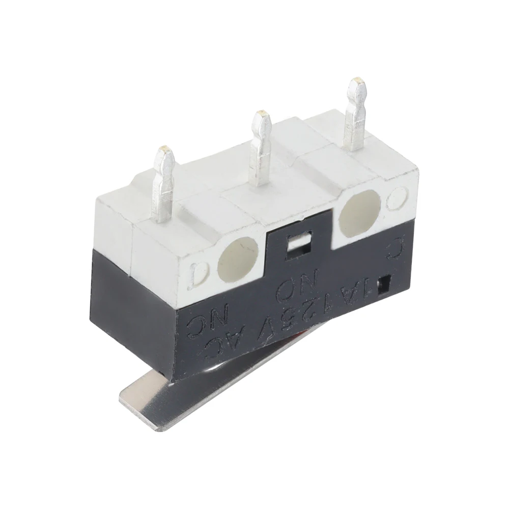 손잡이가 있는 흑백 마우스 스위치 10개, 핀 3개, 1A, 125V AC, 직사각형, 소형 마이크로 스위치, 고품질.