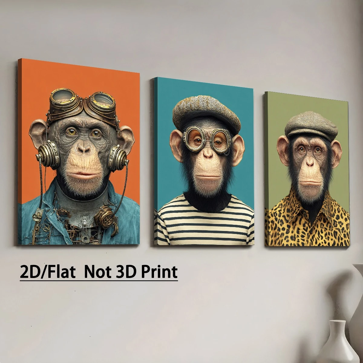 Minimalist and Fashionable Art of Orangutans, Framed Canvas Painting, Ready to Haning, Home Decor, Wall Art Room Decoration,Gift