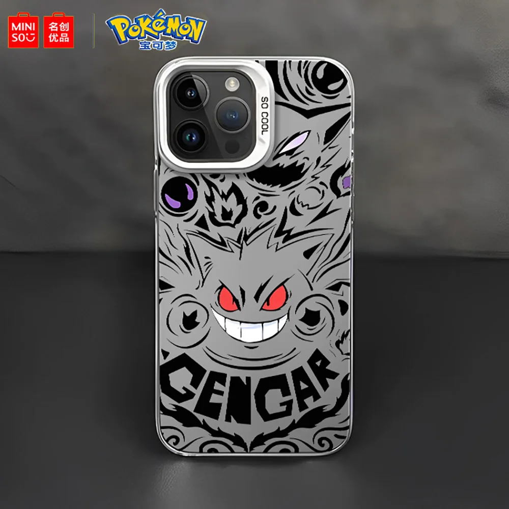 Miniso Pokemon Collaboration Pikachu Gengar Phone Case For iPhone 15 14 13 11 12 16 Pro Max Plus X XR Girl Silicone Phone Case