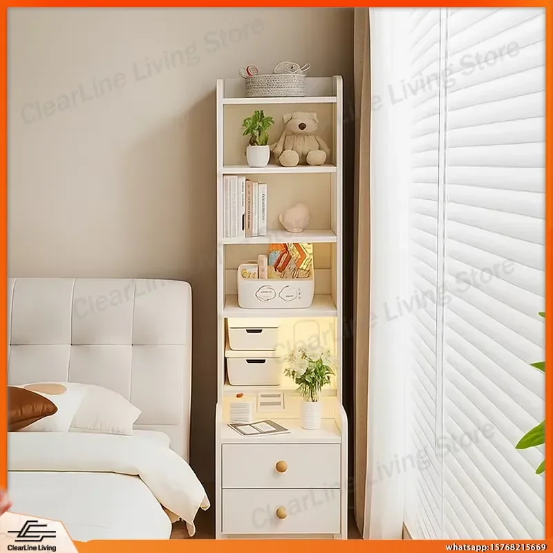 

Small Modern Bedside Table Storage Cabinet with Drawer for Bedroom Living Room Office Use Compact Space Saving Locker Rack