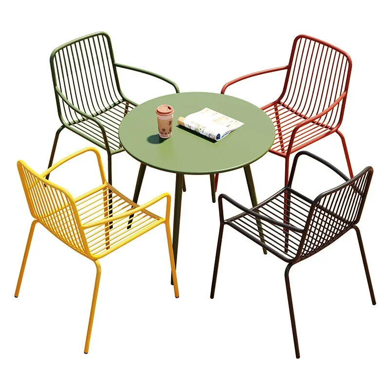 

Nordic outdoor wrought iron tables and chairs courtyard terrace leisure backrest seat milk tea shop outdoor commercial outdoor d