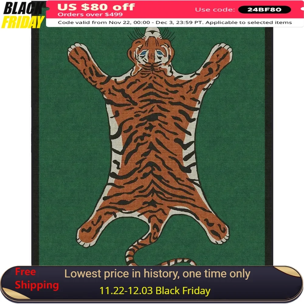 Washable Rug - Modern Area Rug for Living Room, Bedroom - Stain & Water Resistant - Durable, Tiger Emerald 8'x10' (Standard Pad)