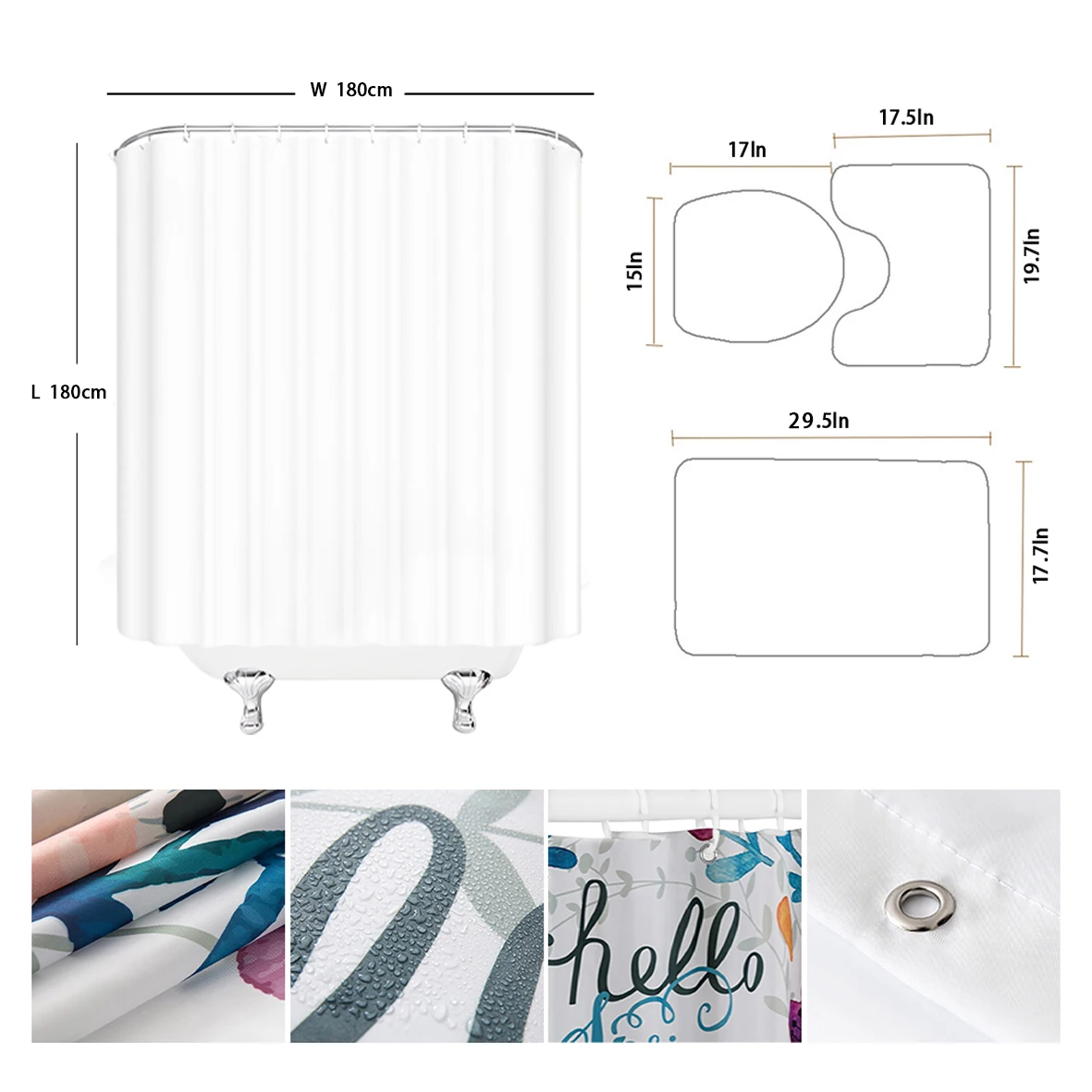 Custom Shower Curtain Bathroom Waterproof Curtains Customized Personalise Photo Polyester Bath Curtain Set Decor Toilet Lid Mat view 4