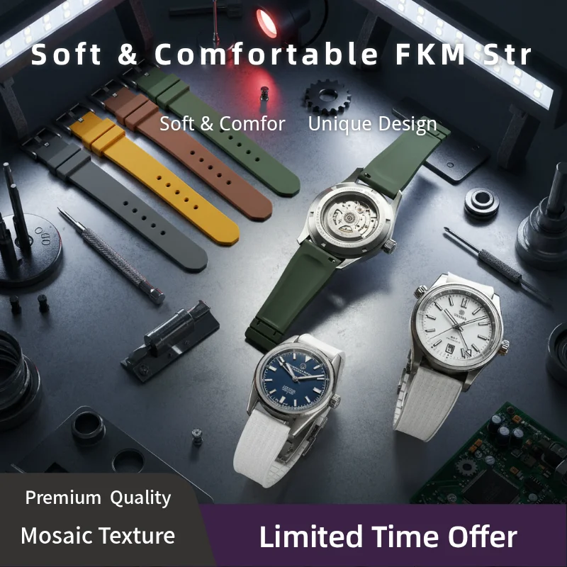 

Mosaic CTS FKM Rubber Watch Strap 18/20/22/24mm Quick Release Spring Clasp Buckle Diver For Rolex Daytona Cartier Watch Bands