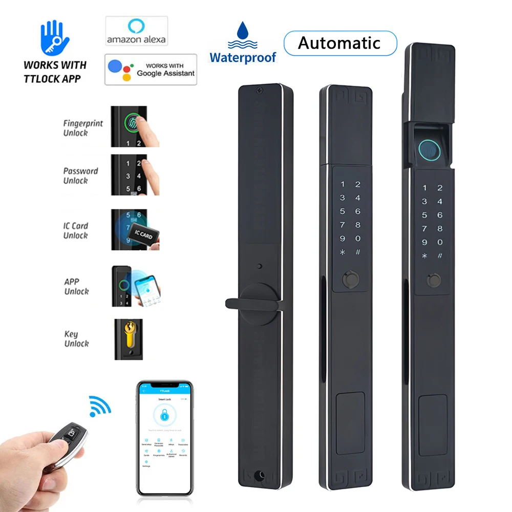 TTLock Automatic Smart Door Lock Support Alexa Waterproof Outdoor Fingerprint Remote Control Bluetooth RFID Code Keyless