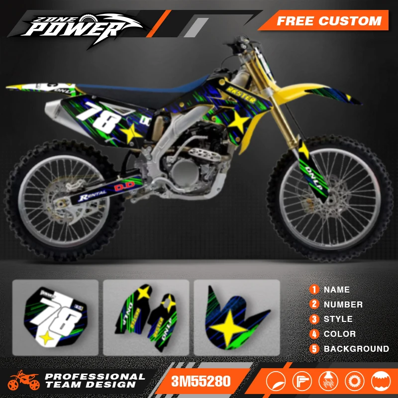 Powerzone For Suzuki RMZ250 2007 2008 2009 Fairing Graphic Decals Sticker Kits Number Name Custom 01