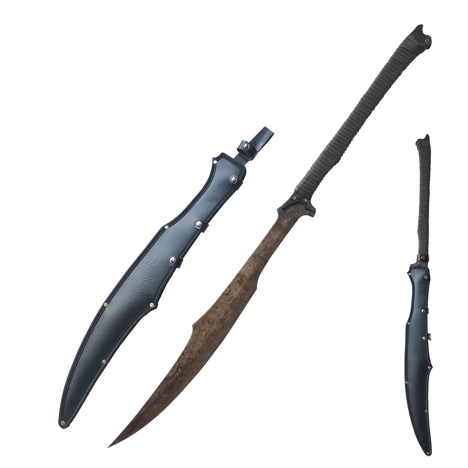 41.3 Inch Full Tang Carbon Steel Sword With Leather Sheath for Practice, Outdoor Use, Collection