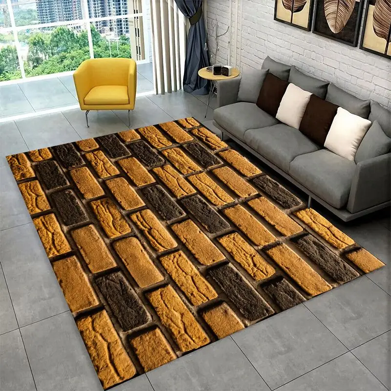 Retro Brick Art Stone Large Area Rug Non-slip Durable Carpet for Bedroom Living Room Sofa Doormat Home Decor Floor Mat Gift