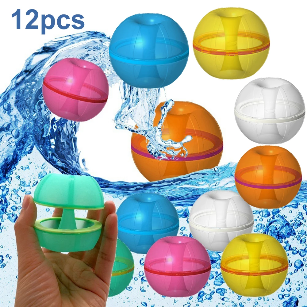 12 Pcs Magnetic Reusable Water Ball Outdoor Summer Toys With Mesh Bag Magnetic Refillable Water Ball for Kids Outdoor Activities