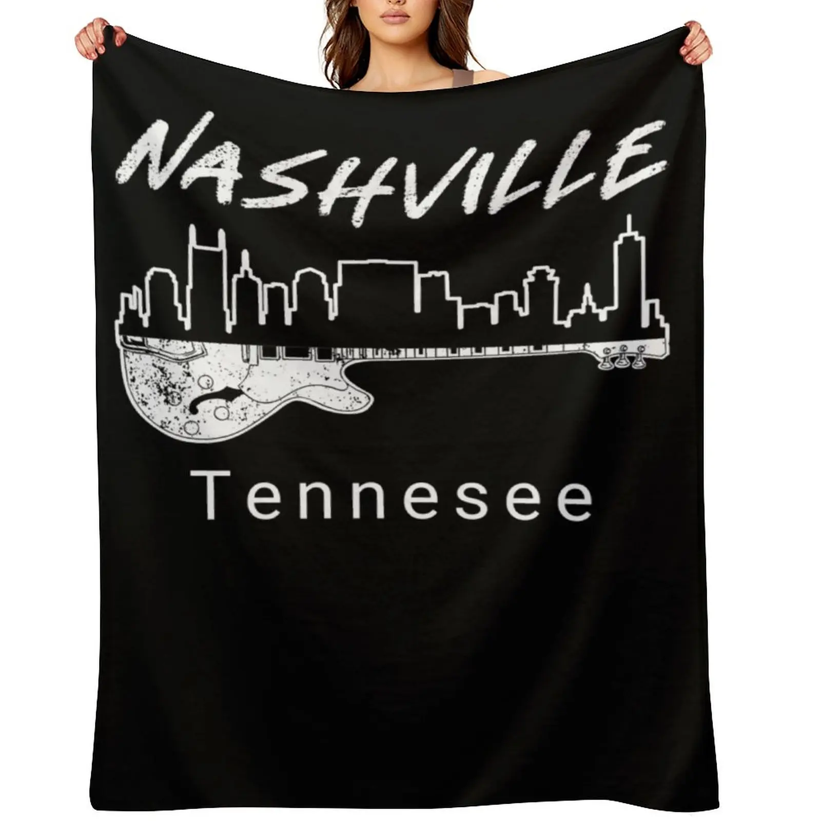 

Souvenir Nashville Tn Guitar Country Music Nashville Throw Blanket Bed funny gift christmas decoration Luxury St Blankets