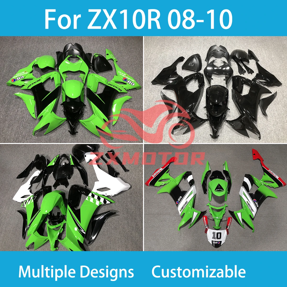 Motorcycle Fairings for Kawasaki Ninja ZX 10R 2008 2009 2010 Motorcycle Customized ZXMT Fairing Kit ZX10R 08 09 10