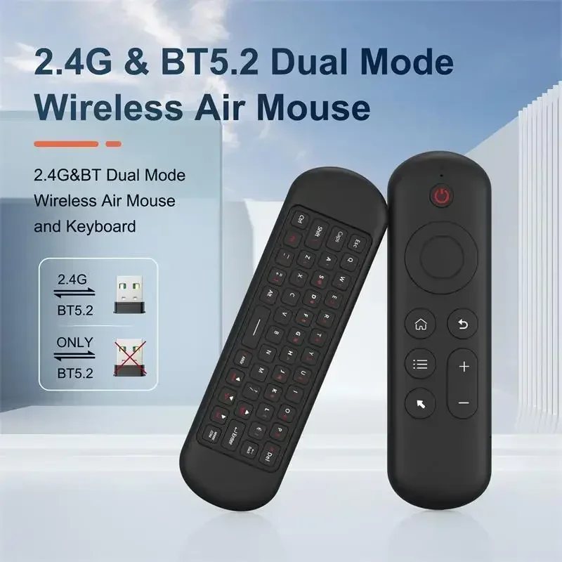 

2.4G BT 5.2 Remote Control Wireless Gyroscope for Air Mouse 7 Color Backlight USB Receiver Mini Keyboard for Android Smart TV