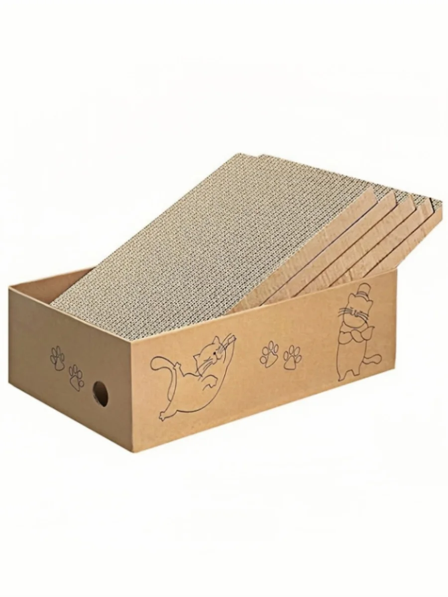 Cat Scratcher Cardboard Box for Indoor Cats, 5 Packs in 1 Cat Scratching Pad Cardboard Box for Indoor Cats and Kitten