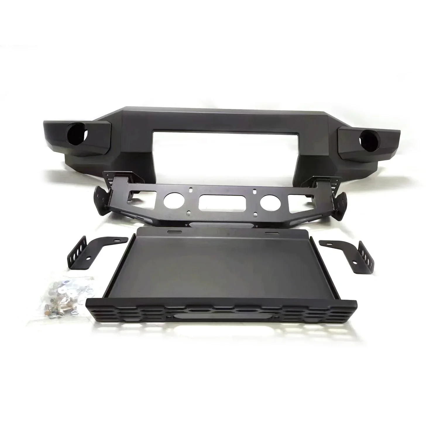 Nuevos accesorios 4x4, placa de cabrestante negra texturizada todoterreno, parachoques delantero con placa de deslizamiento para Toyota FJ Cruiser 2007-2014