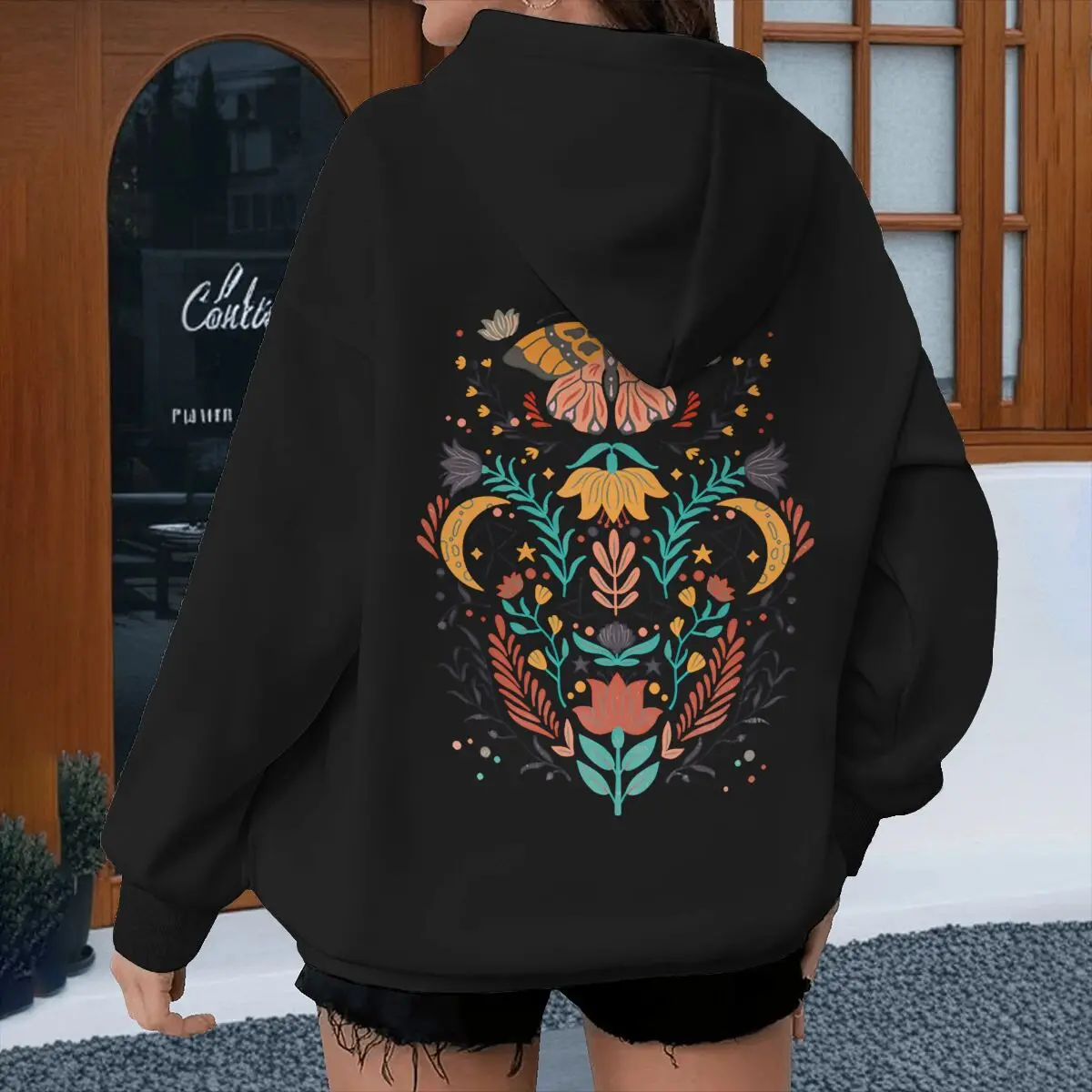 

Винтажные толстовки и свитшоты с капюшоном и бабочкой в виде насекомых, мотылей и бабочек, рубашка с капюшоном и цветочным принтом Луны, классическая женская одежда в стиле Харадзюку