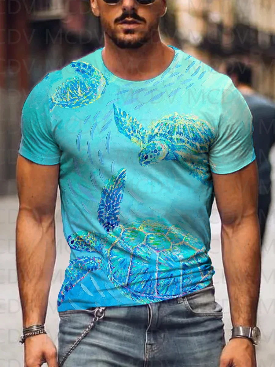 

Blue Ocean Print T-shirt 3D Printed Summer T Shirt Men's