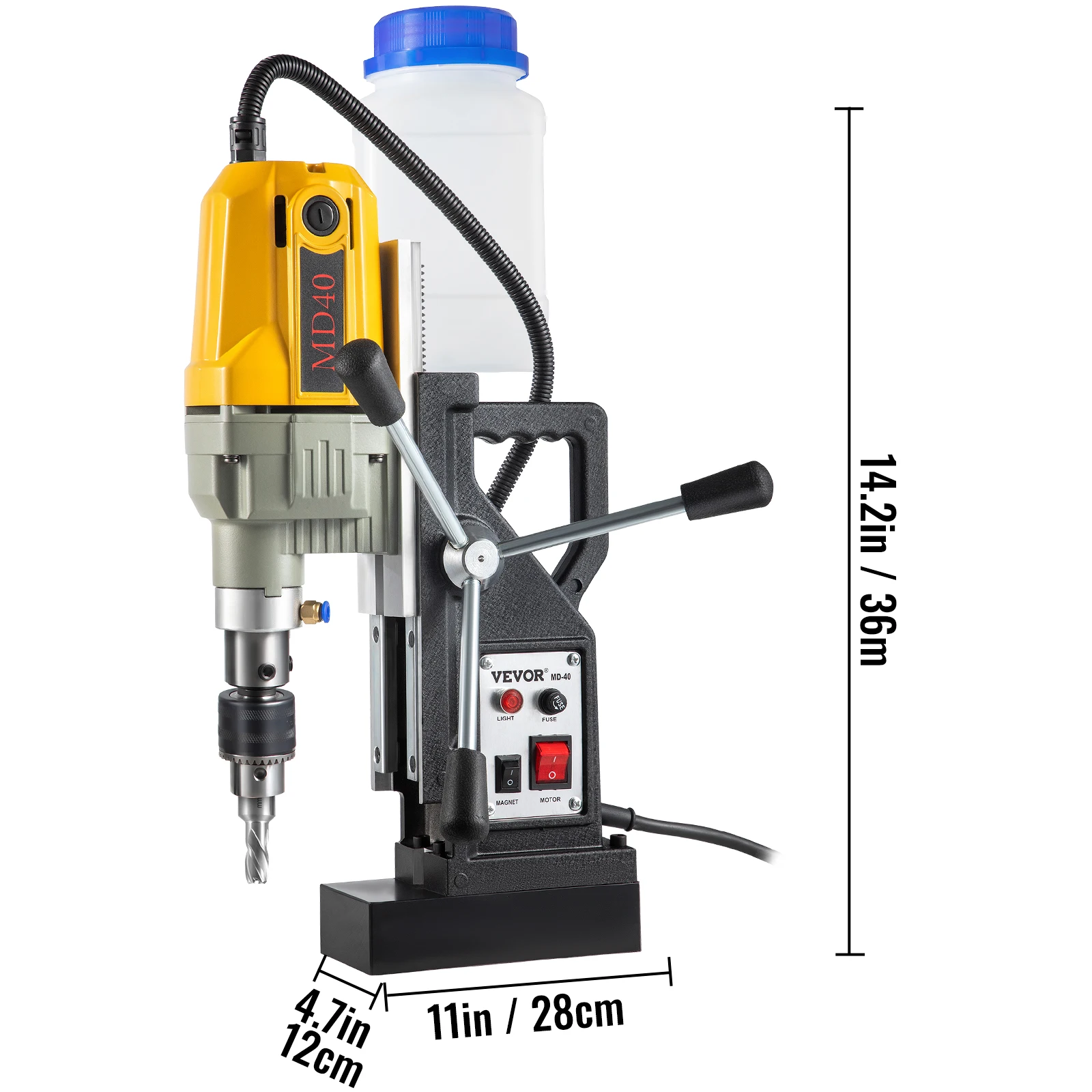 Imagem -06 - Máquina de Batida Elétrica do Equipamento de Perfuração do Mag dos Bocados 40 mm da Imprensa de Broca Magnética de Vevor 1100w para a Construção de Aço de Engenharia