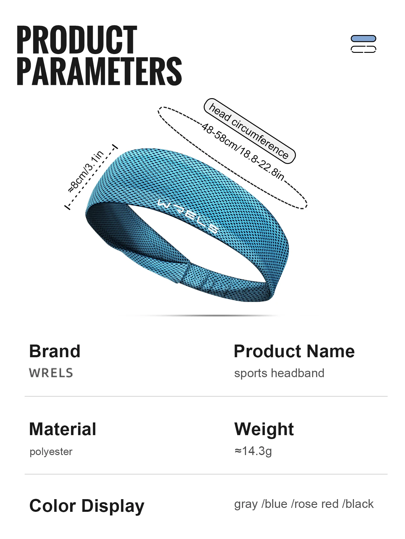 WRELS Sport-Stirnband, Schweißband, dehnbar, elastisch, für Fitness, Laufen, Yoga, Kopfbedeckung, schweißabsorbierend, atmungsaktiv, Jog-Stirnband – Detail 3