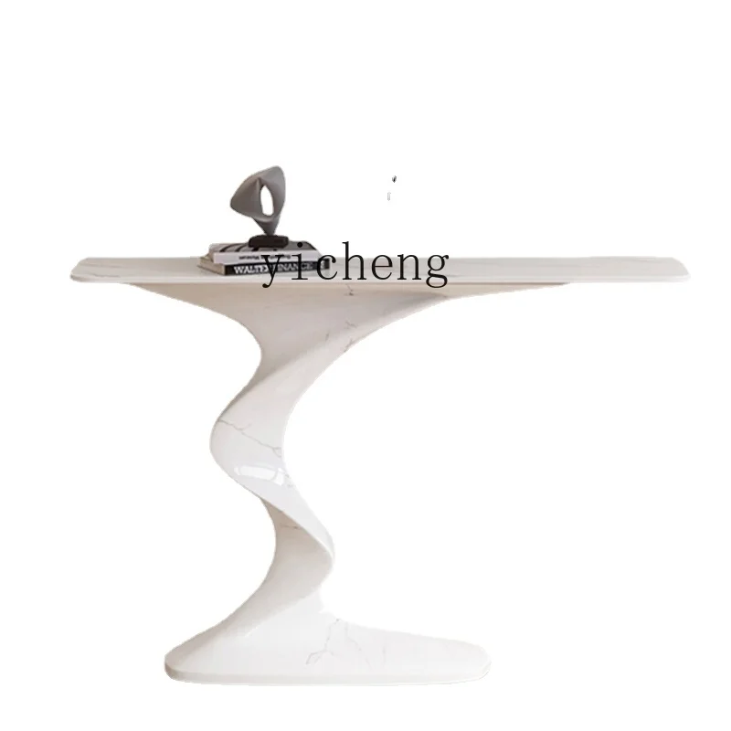 

Zf Light Luxury Console High-End Cabinet Corridor Chinese Style Stone Plate Lobby Entrance Console Tables