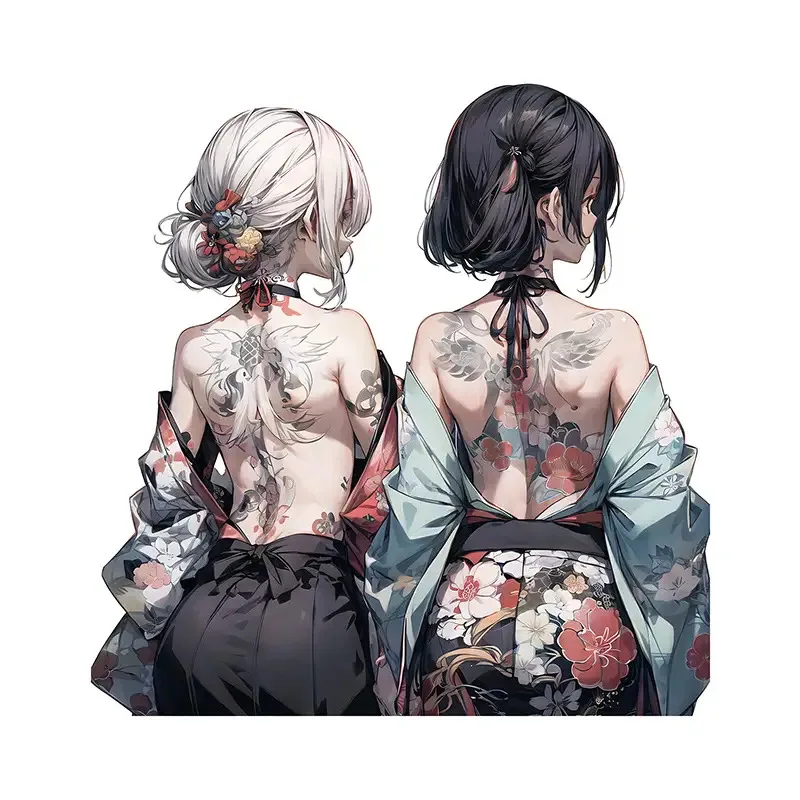 2D Flat Sticker | Anime Back Tattoo StickersVinyl Material Waterproof Sunproof Suitable for All Smooth Surfaces