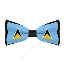 New Polyester Saint Lucia Flag Bowtie for Men Fashion Casual Men's Bow Ties Cravat Neckwear For Wedding Party Suits Tie