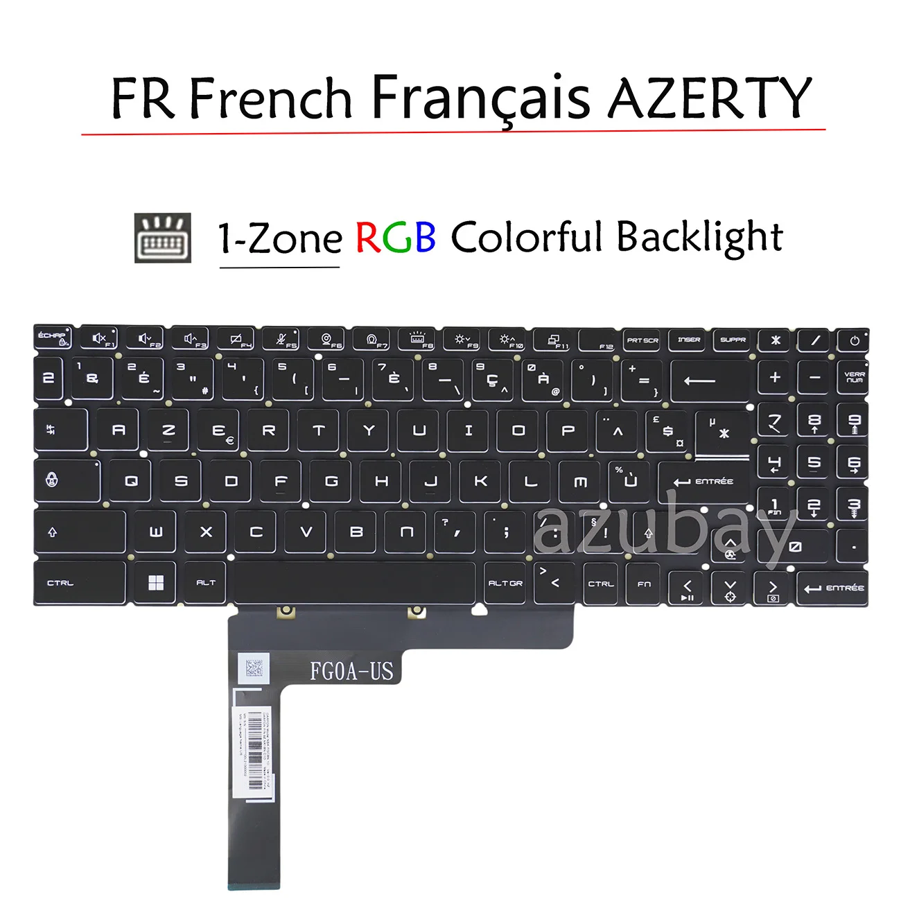 French AZERTY 1-ZONE RGB Backlit replacement Laptop Keyboard For MSI Pulse GL66 / GL76 11UEK 11UDK 11UCK 12UE 12UEK 12UGK 12UGKV