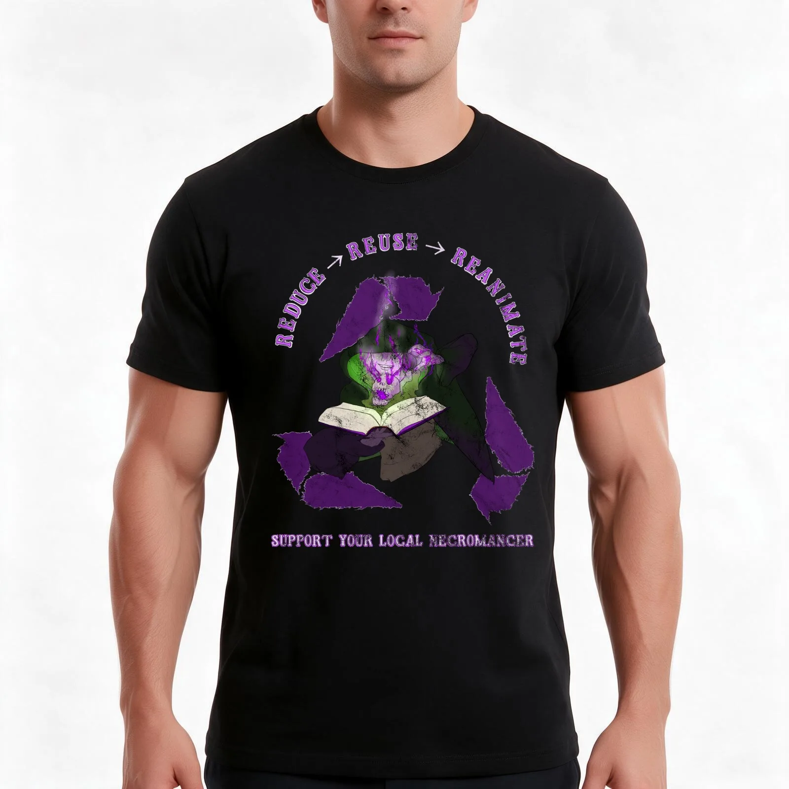 Reduce Reuse Reanimate - Support Your Local Necromancer T-Shirt Summer Casual Cotton Tee Oversized Streetwear Tops