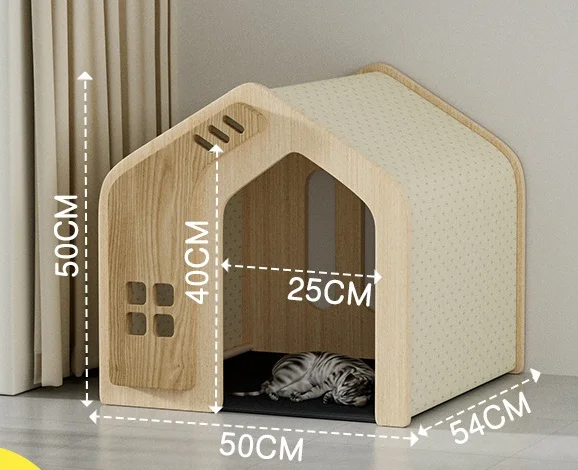 Perrera para gatos/perros de madera maciza, cómoda, para todas las estaciones, estilo nido, casa para mascotas, cierre de botón, muebles modernos/antiguos para mascotas pequeñas