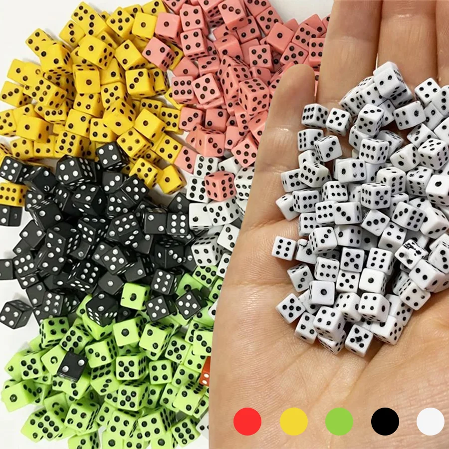 

100/200 шт. миниатюрных акриловых шестигранных игральных костей 8 мм для настольных и карточных игр, вечеринок, фестивалей, реквизит для развлечений XJM
