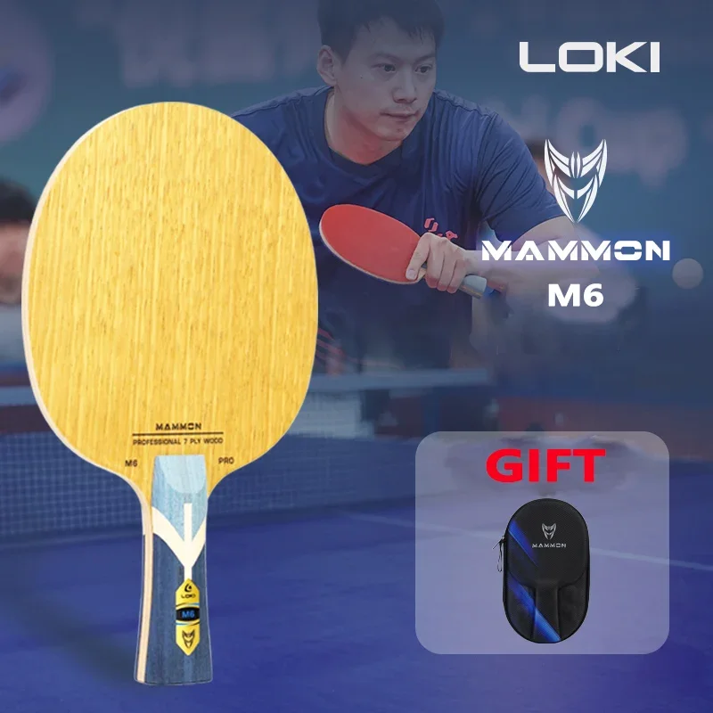 Originele LOKI MONSTER M6 PRO Tafeltennis Blade 7-PLY Houten Ping Pong Paddle Professionele Ping Pong Racket met EVA Hard Case