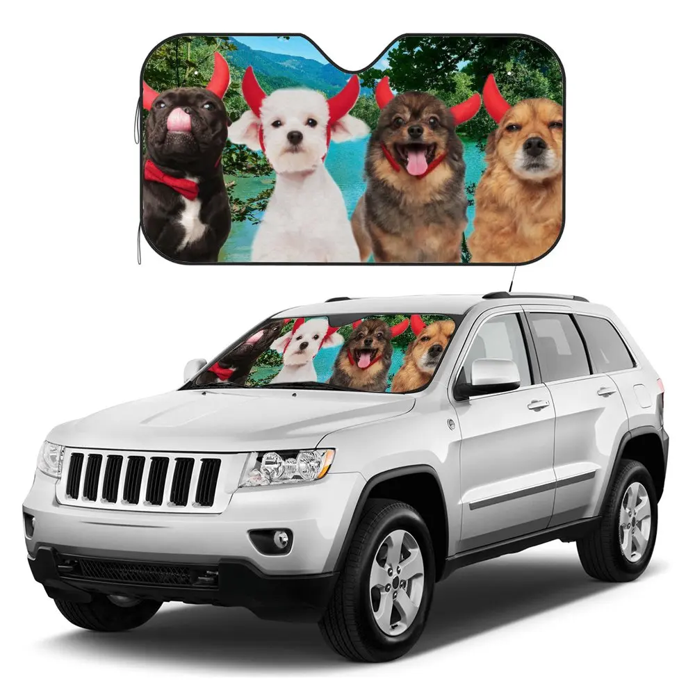 Dog Driving Car Interior Front Windshield Sun Shade,Auto Accessories Vacation Cat Sunshade for Truck SUV- Blocks Uv Rays Protect