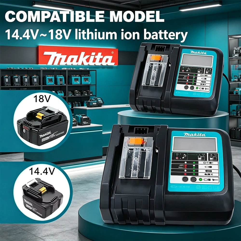 Makita DC18RC 3.0A/6.0A Fast Charger – 100% Original for 18V BL1860 BL1815 BL1450. Powers Drills, Saws, Grinders, Blowers