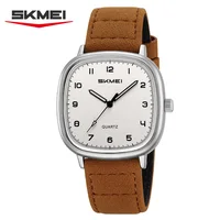 SKMEI 2586 diseño Simple reloj de cuarzo de moda Retro correa de cuero de lujo reloj de hombre resistente al agua fecha reloj de negocios reloj hombre