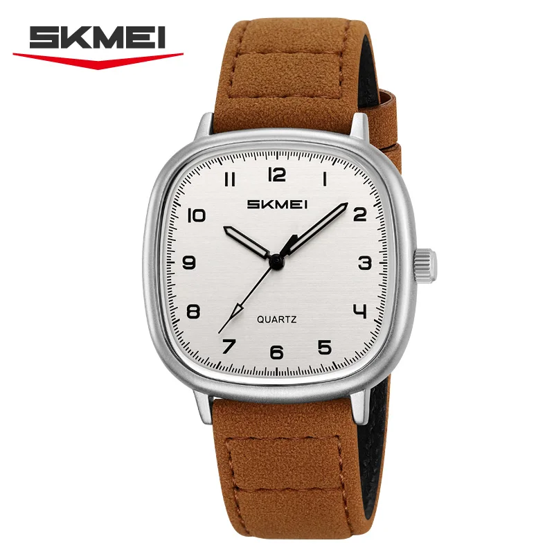 SKMEI 2586 Simple Design Retro Fashion Quartz Watch Luxury Leather Strap Waterproof Men's Watch Date Business Watch Reloj Hombre