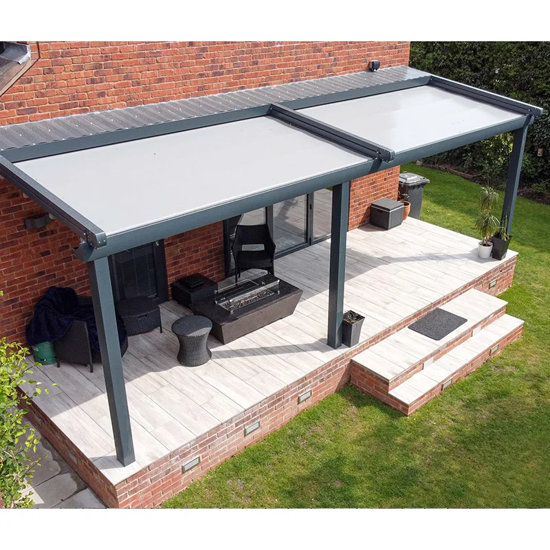 Motorized Canopy Automatic Retractable Roof Awning Waterproof Aluminum Carport Gazebe Garden Sun Shading Bioclimatic Pergola