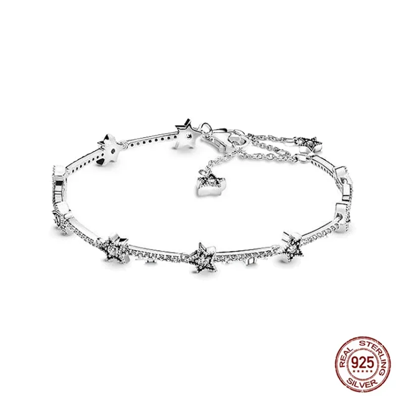 Nuovo 925 Sterling Silver Luxury Charm Star bracciale Collection Jewelry fit Original Exquisite Pearl regalo di fidanzamento da donna