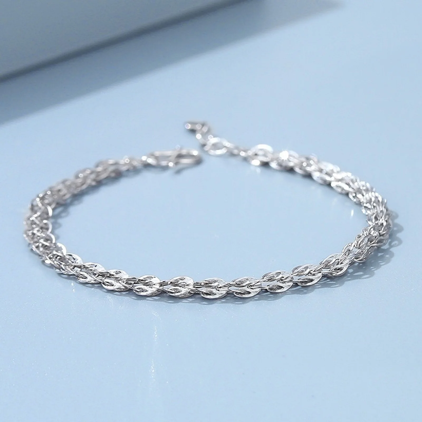 Real Pure Platinum 950 Chain Women 3.4mm Phoenix Feather Bracelet 3.6-3.8g/17+1cm