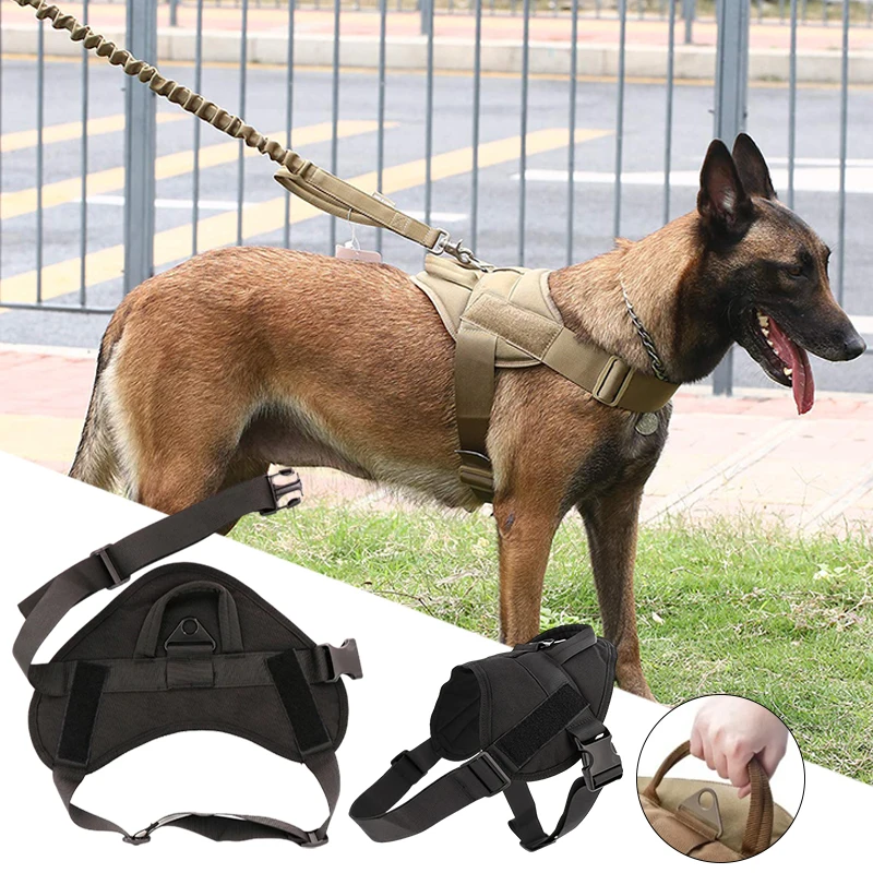 

Tactical Dog Harnesses Pet Training Vest Adjustable Large Dog Harness Support Pet Training Control Safety Hand Strap Vest