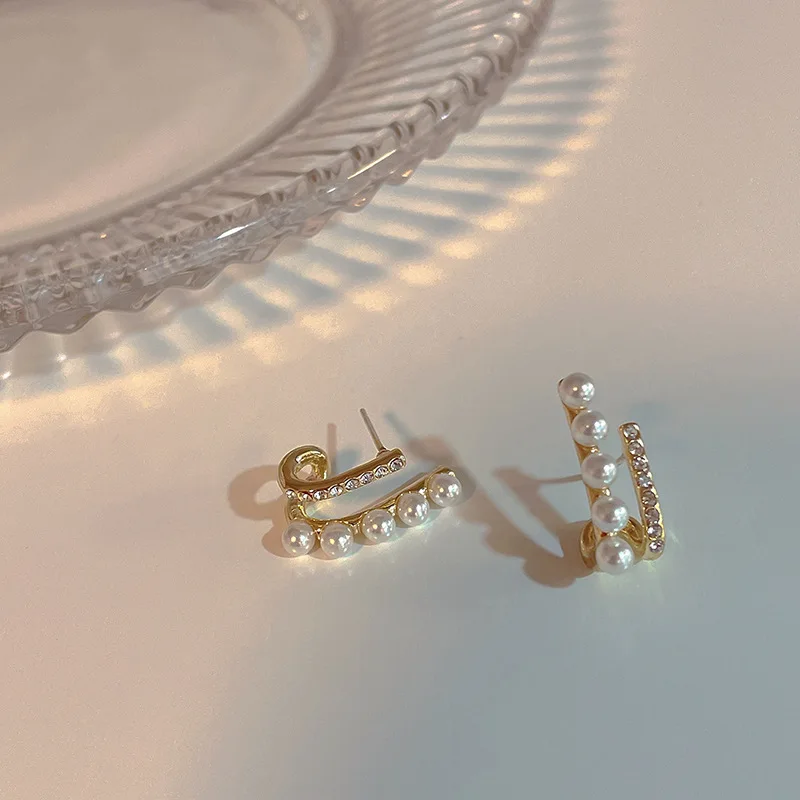 GANPUP Luxuriöse Funkelnde Perlen-Zirkon-Ohrstecker für Damen, Modische Ohrstecker, Schmuckzubehör, Hochzeitsgeschenk, Party-Accessoires – Detail 4