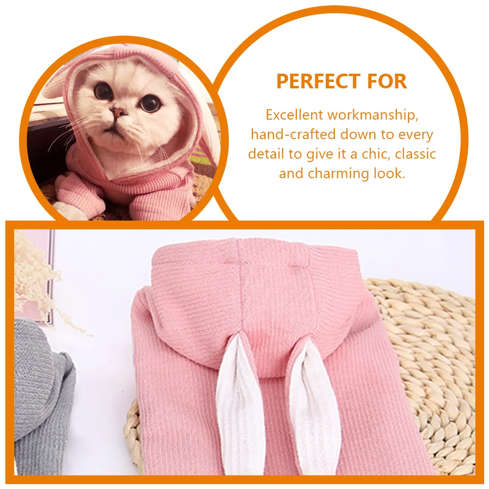

Cute Knitted Cat Rabbit Outfit Bunny Ears Hoodie for Puppy Autumn Garment Pet Clothes Decorative Apparel Cat Hoodie