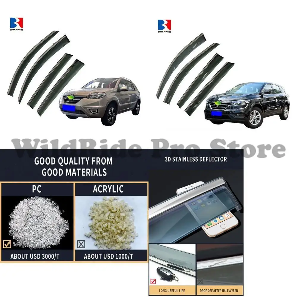 

1 set For RENAULT KOLEOS 2015 2017 Unbreakable Injection Deflector PC Window Visor