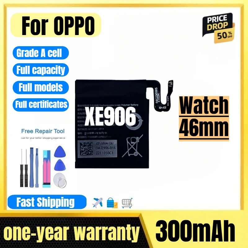 XE906 for OPPO Watch 46mm Watch Battery 0 Cycle High Quality High Capacity Battery Replacement Bateria Grade A Cell with Tools