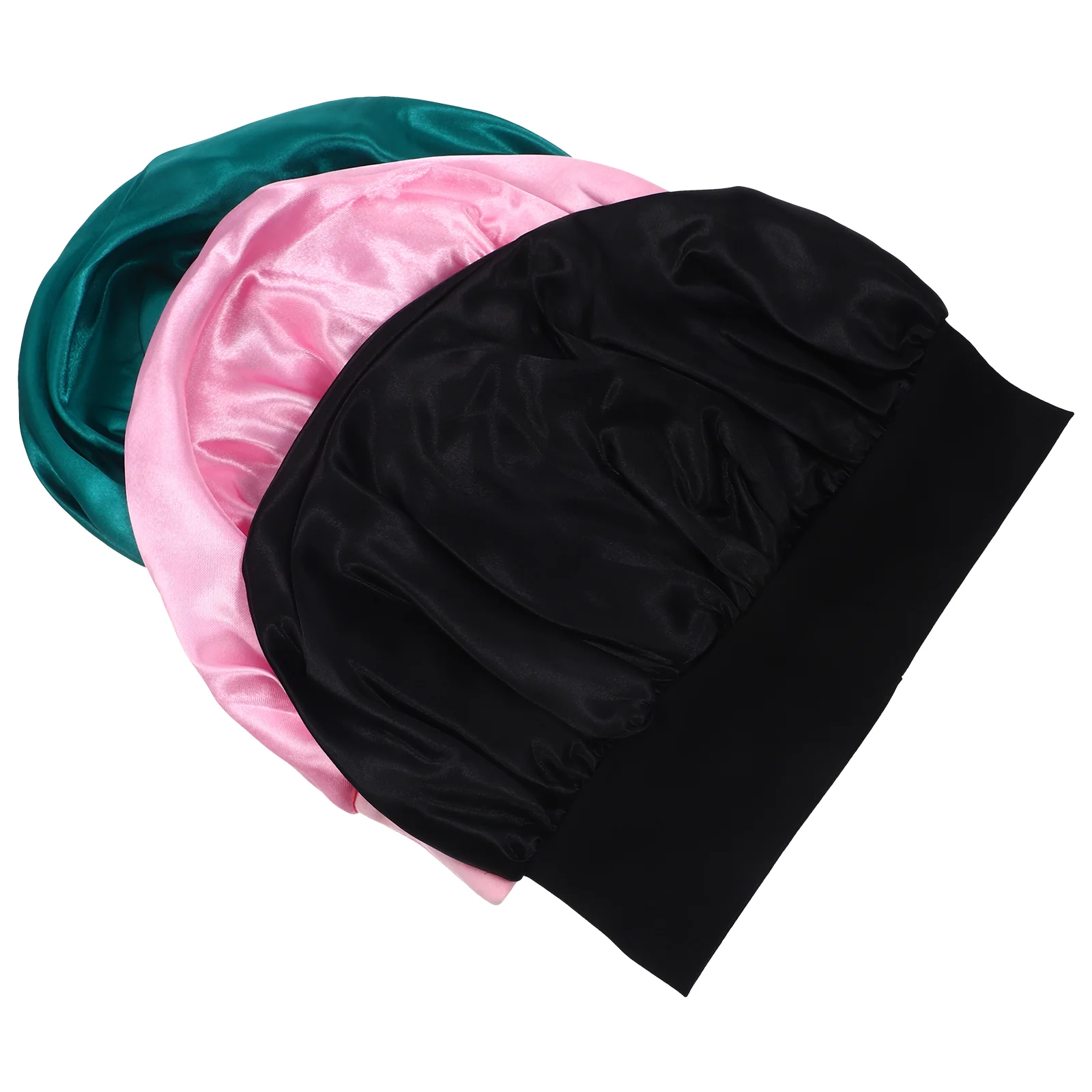 

3pcs Satin Chemotherapy Bonnet for Women Hair Sleep Cap Green Anti Dryness Curly Hair Wraps Bathing Face