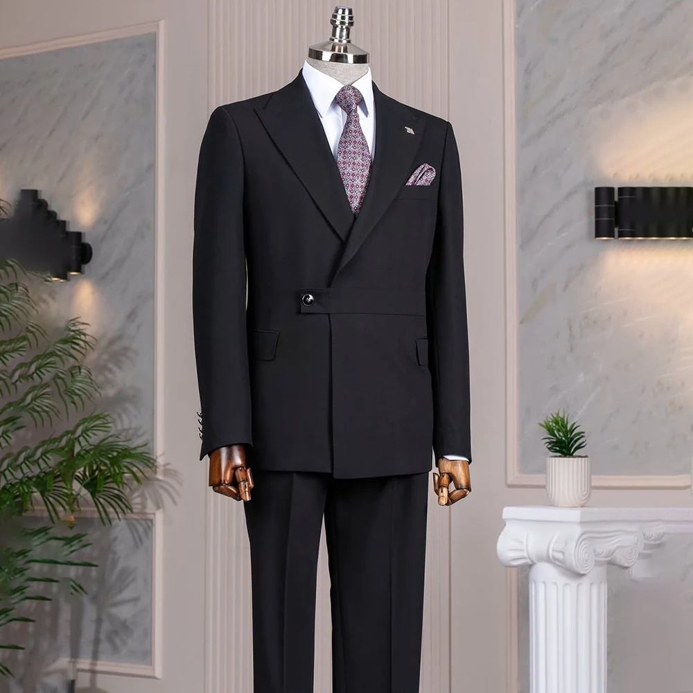 

Сплошной цвет костюмы для мужчин, высококачественная приталенная куртка с одной пуговицей и лацканами, брюки, индивидуальный мужской костюм одежды