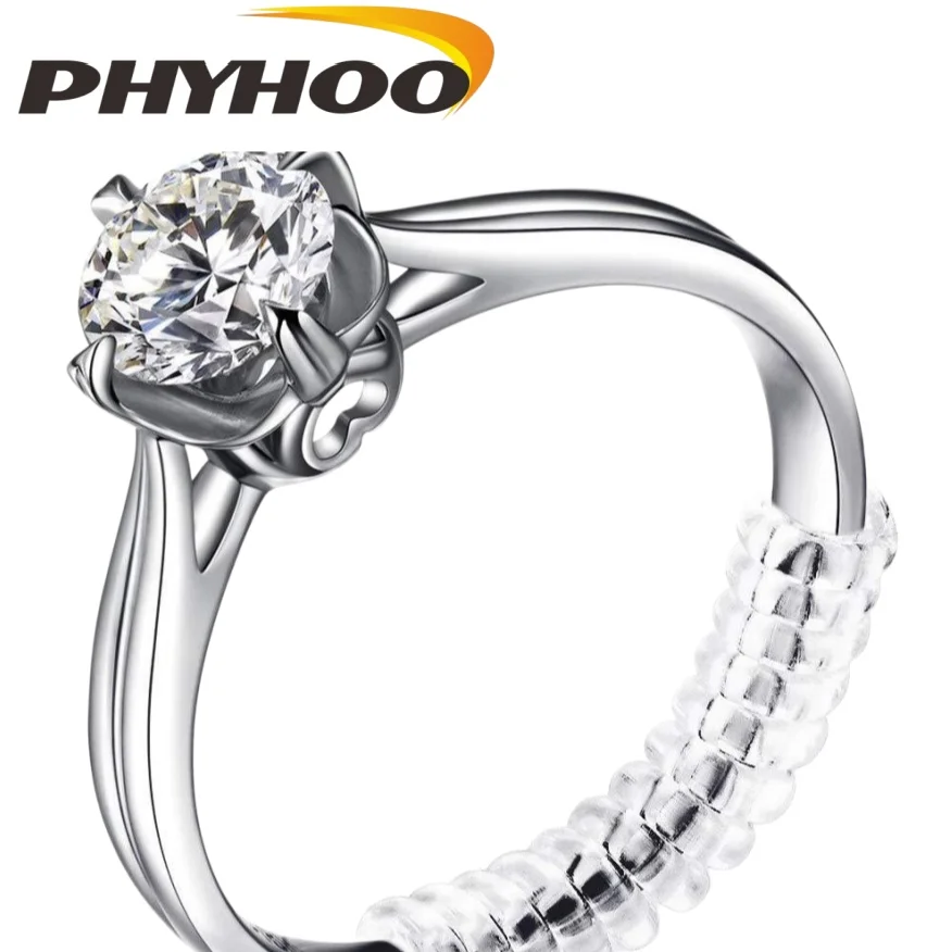 5 Pack Ring Size Adjuster - with 3 Sizes Clear Ring Sizer Adjuster for Loose Rings,Spiral Silicone Tightener Set